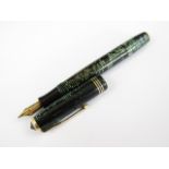 An early 1930s Parker Vacumatic fountain pen, in Emerald Pearl