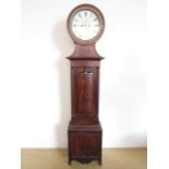 An early 19th Century mahogany drum-head long case clock, having an 8-day movement and painted