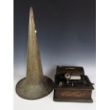 An early 20th Century Edison Model 'A' Standard Phonograph, No.143967, in 'green tint' oak case with