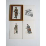Jeffrey Burn (Contemporary) Four studies of Waffen-SS combat troops, original artwork for Osprey