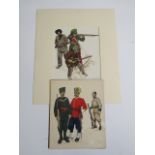 Jeffrey Burn (Contemporary) Two studies of Indian Army troops and equipment, watercolour and