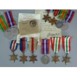 Various Second World War British campaign medals and related documents