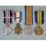 A Great War gallantry group comprising Military Medal and Bar, 1914 Star with clasp, British War and