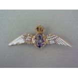 An enamelled 9ct gold Royal Flying Corps sweetheart brooch