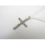 A 9ct white gold pendant cross, set with paste brilliants