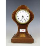 An Edwardian inlaid mantel clock (a/f)