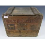 A White Horse Cellar whiskey crate