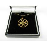 A 9ct gold Maltese cross pendant on a conforming 9ct gold curb-link neck chain, 2.2g