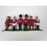 Six 1970's Britains die-cast soldiers including guards and Beefeaters