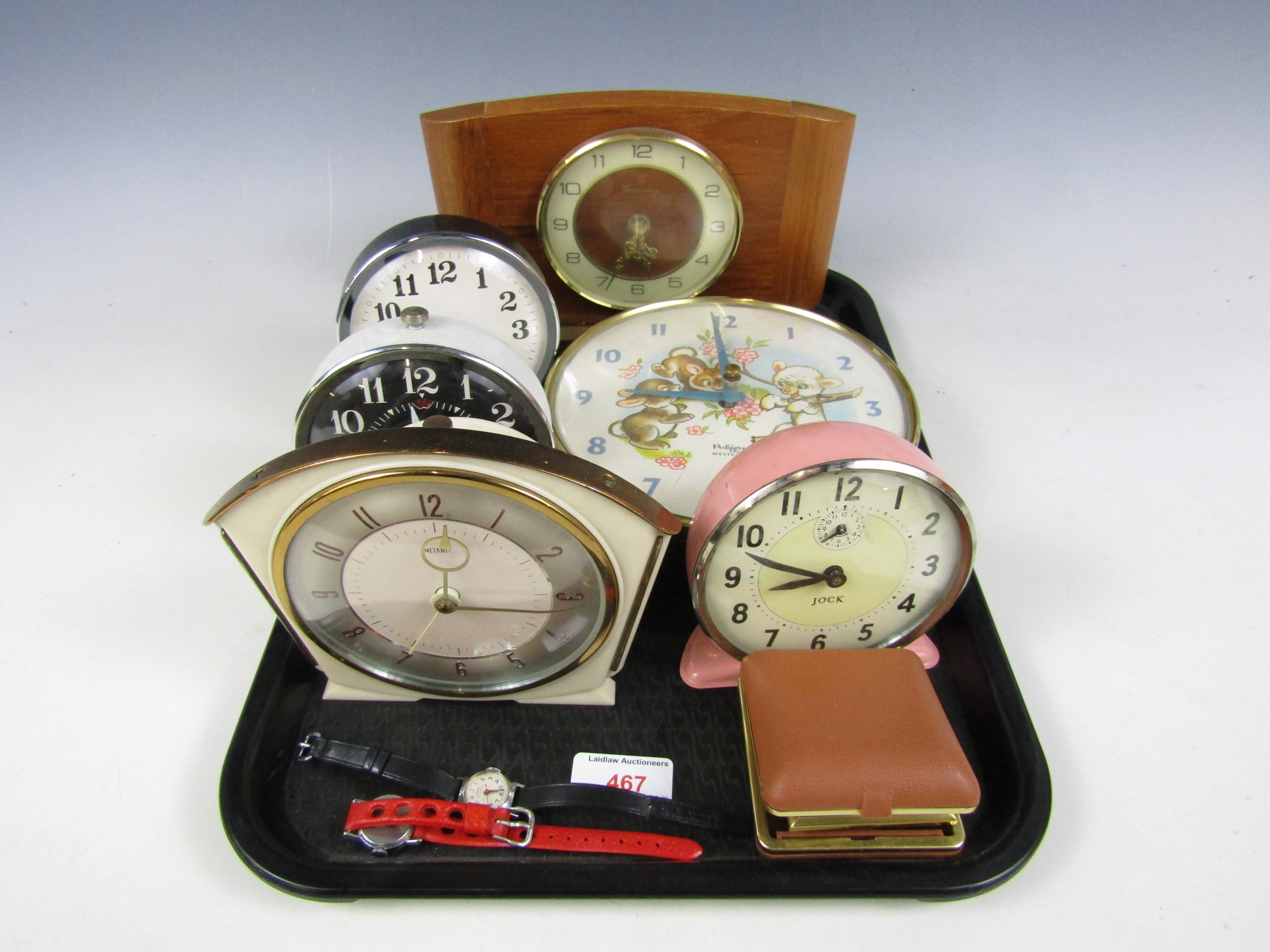 A quantity of retro and kitsch bedside and other clocks