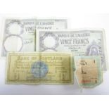 A Bank of Scotland One Pound note together with sundry other bank notes