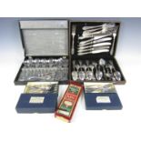 A cased set of cutlery, together with Kings pattern cutlery and three other boxes of cutlery