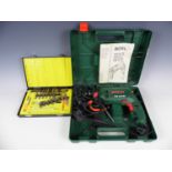 A cased Bosch PSB 650 RE electric drill and a hobby knife