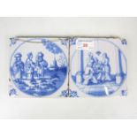 Two 17th Century Delft blue-and-white tiles
