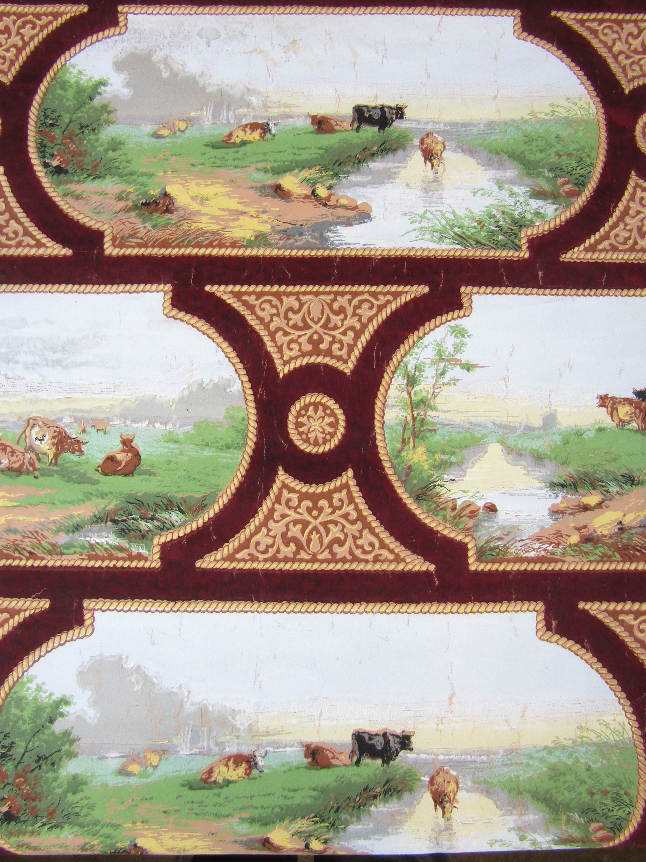 A roll of Victorian printed pictorial wall paper