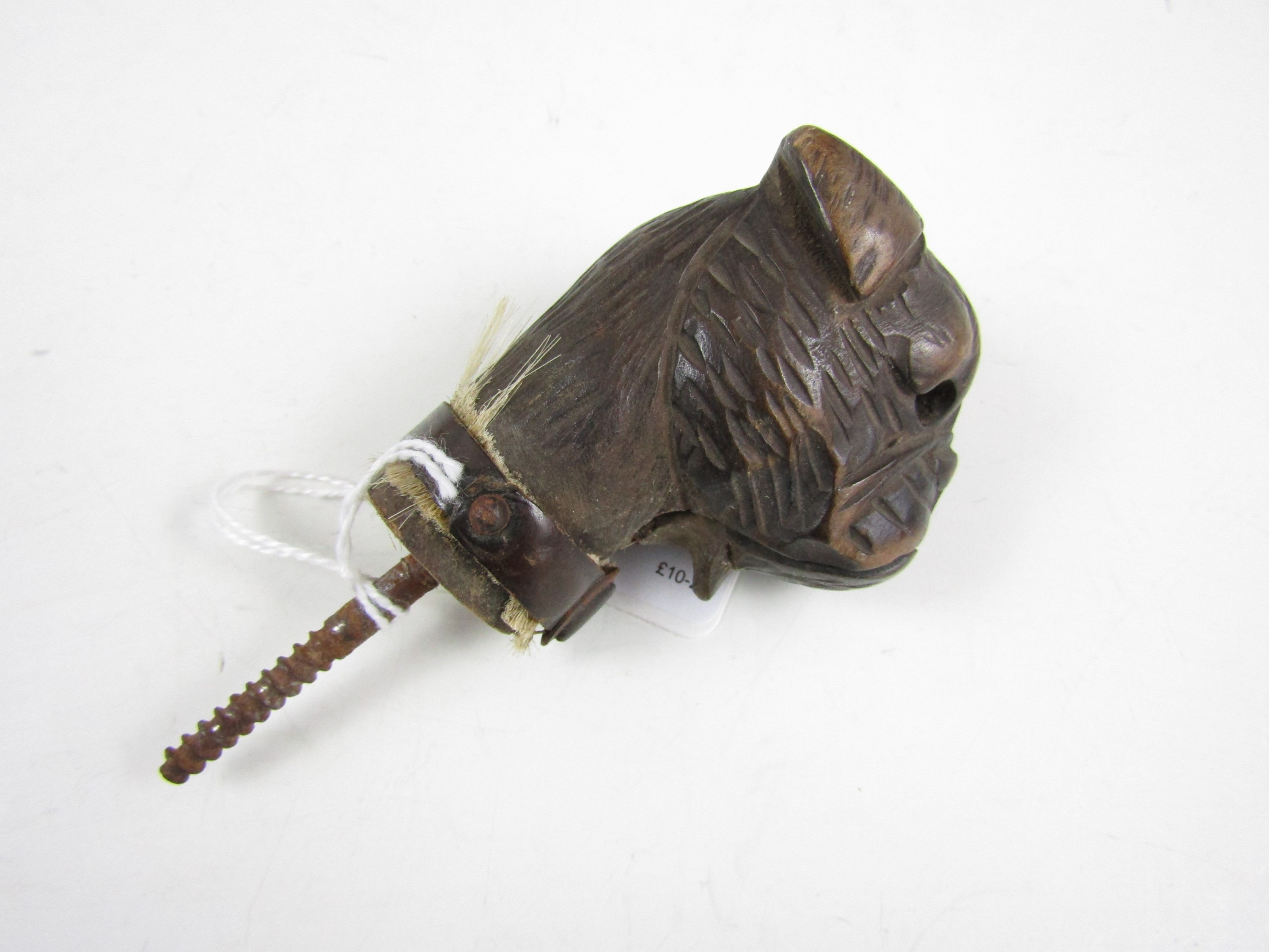 A novelty wooden hounds head walking stick pommel - Image 3 of 3