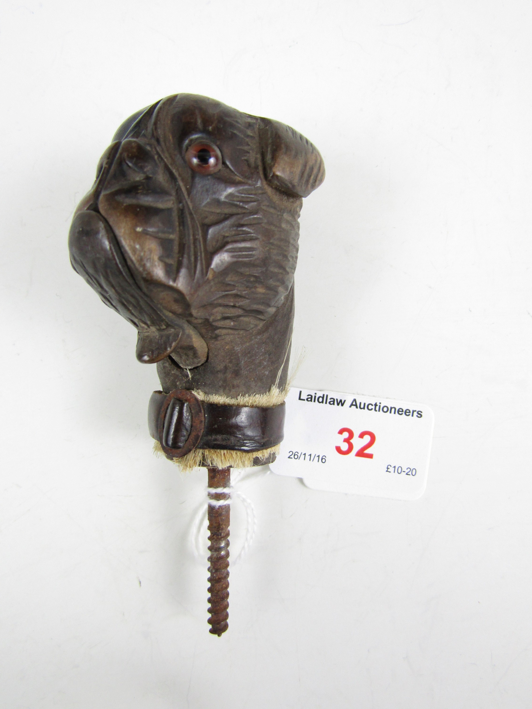 A novelty wooden hounds head walking stick pommel - Image 2 of 3