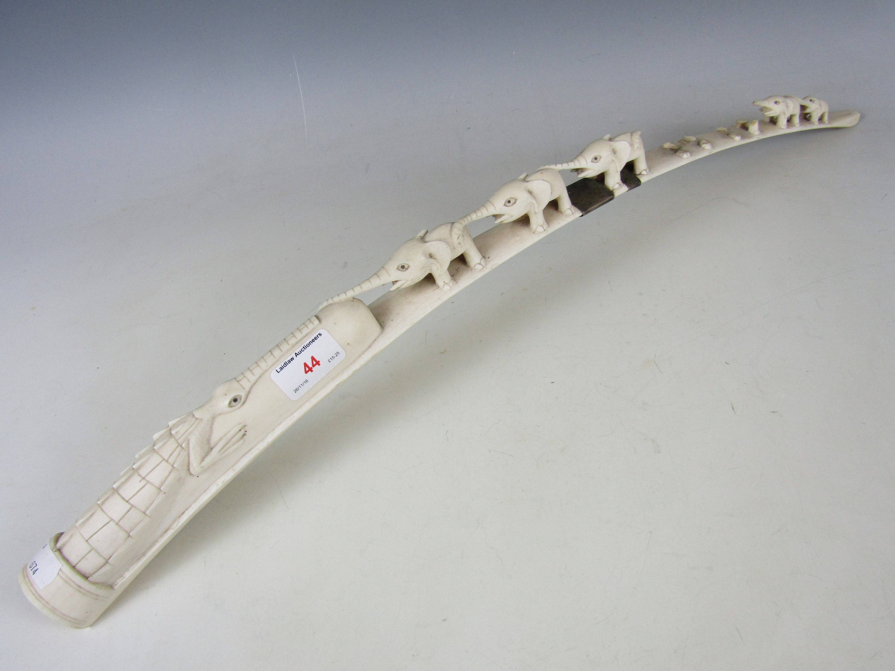 A pre 1947 African carved ivory elephant arch (a/f) Provenance - collected in Uganda circa 1943-