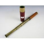 A Victorian mahogany and brass three draw telescope