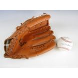 A Mid West Slugger baseball glove with ball