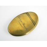 A brass snuff box engraved George Doughty 1895
