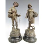 A pair of late 19th century spelter figures one (a/f)