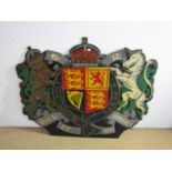 A large 1940s Royal coat of arms screen-printed on plywood, 91 cm high