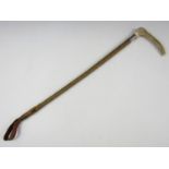 A George V silver-collared and antler-handled riding crop, T C & Co, Birmingham, 1932, 53 cm
