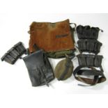 A quantity of German Third Reich Wehrmacht equipment including rifle ammunition pouches, a map case,