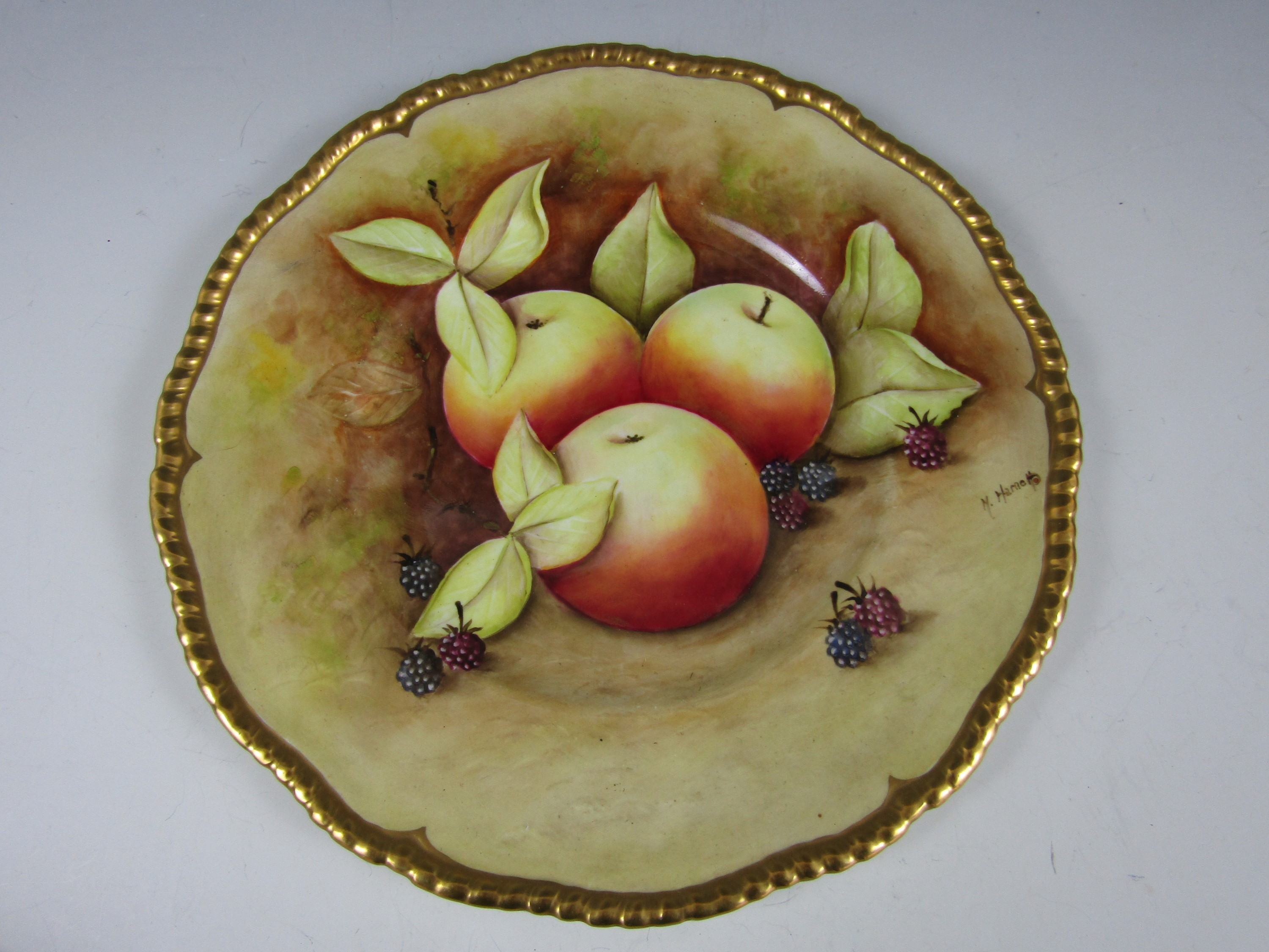 A Coalport bone china trio, each item painted with a fruit still life, comprising tea cup, saucer - Image 2 of 6