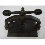 A Victorian bookbinders' brass-mounted iron press