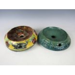 Two 19th Century majolica spittoons, 20 and 22 cm diameter