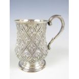 A Victorian silver Christening cup, of baluster form, chased and engraved overall in a flowerhead