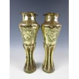 A pair of First World War trench art shell case vases, 35 cm
