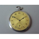 A 1920s French silver-cased pocket watch, having an un-attributed movement, Arabic numerals, blued