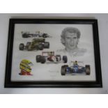 After Stuart McIntyre (Contemporary) Tribute to Ayrton Senna, offset lithograph, signed in pen by