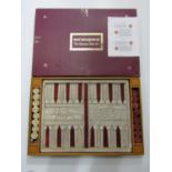 The Gloucester Tables reproduction backgammon set, in original carton