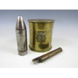 A First World War trench art 18-pr shell case tobacco jar bearing an Army Service Corps cap badge,