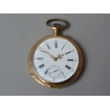 A 1920s 14ct gold cased pocket watch, having a Swiss made 15 jewel anti-magnetic lever movement