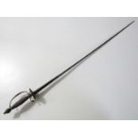 A George III small sword with faceted steel hilt, the grip binding decorated with small silver and