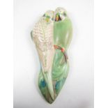 A Gray's Pottery budgerigar wall plaque, 18 cm