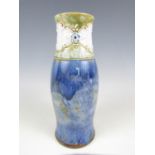 A Royal Doulton stoneware vase, shape No. 8079, with tube lined decoration to the neck, 23 cm