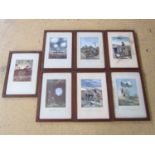 Seven period Bruce Bairnsfather Old Bill polychrome cartoon prints, uniformly framed under glass, 42