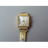 An early 20th Century lady's 18k gold cased Nadal wristwatch, with Swiss 15 jewel movement, square