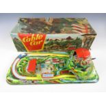 A West German Technofix 303 tinplate Mechanical Cable Car set, with clockwork gondolas and one