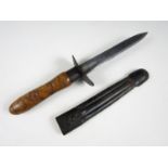 A Great War bayonet trench knife conversion, the scabbard Italian in origin, 31 cm overall