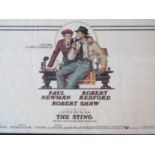 An original period motion picture poster for the film The Sting, framed under glass, 100 x 17 cm