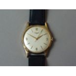 A 1960s Longines 9ct gold wrist watch having a calibre 280 manual-wind 17-jewel movement, silver