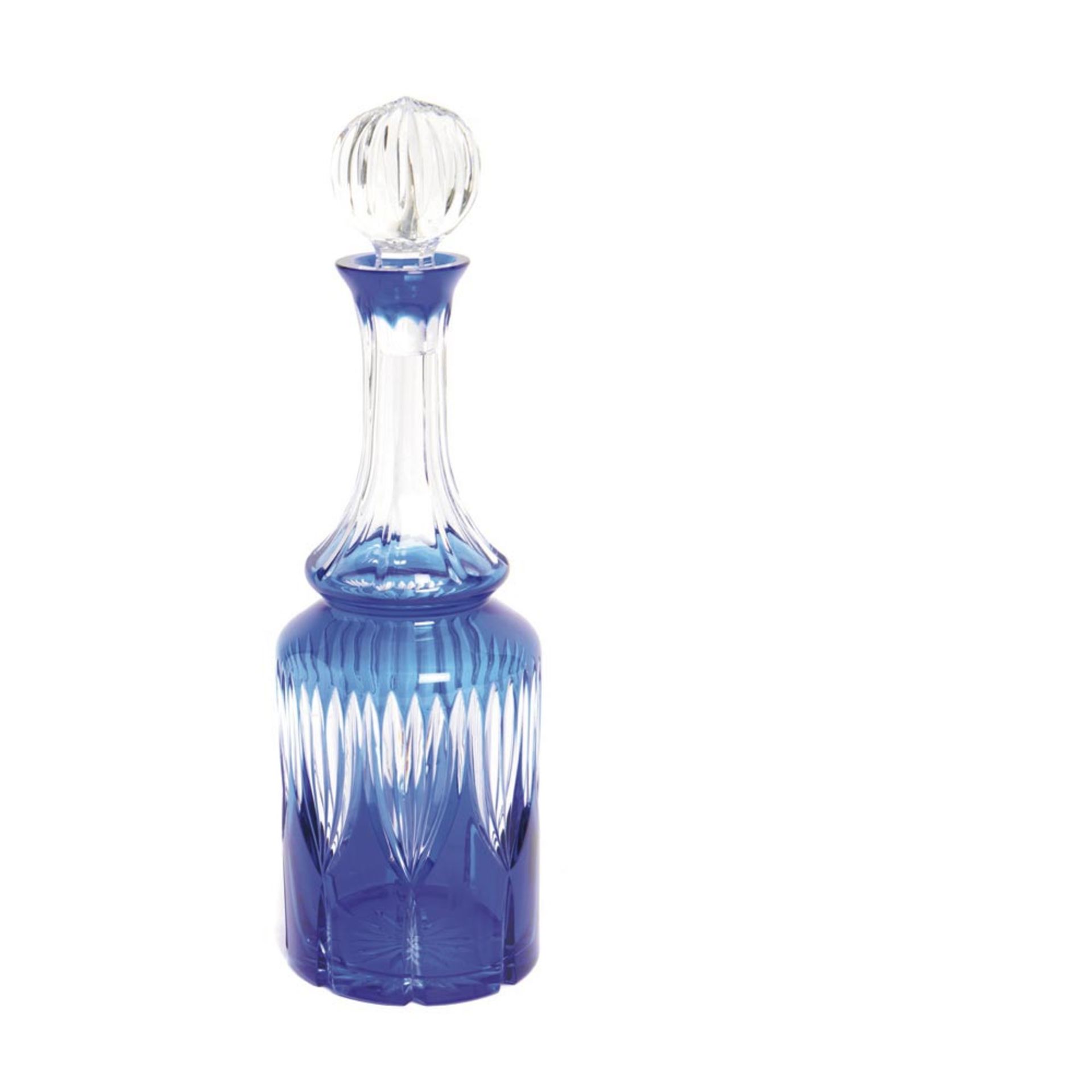 Glass decanter Botella licorera en cristal tallado y doblado en tonalidades azul y transparente