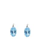 White gold and blue topaz earrings Pendientes dormilona en oro blanco con topacio azul talla oval